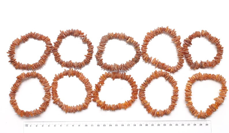 Raw Bracelets Bulk Wholesale Lot x 10 Baltic Amber stretch Bracelet 7 inch 17-18 cm