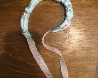 Horizontal Stripped Headband with Fabric Sleeve over Elastic Band
