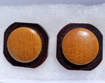 Ebony & Yellowheart Wooden Stud Earrings