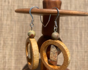 Exotic Wood Earrings, Large Hoop Earrings, Large Wooden Earrings, Large Wood Earrings for Women, Lightweight Dangle Earrings