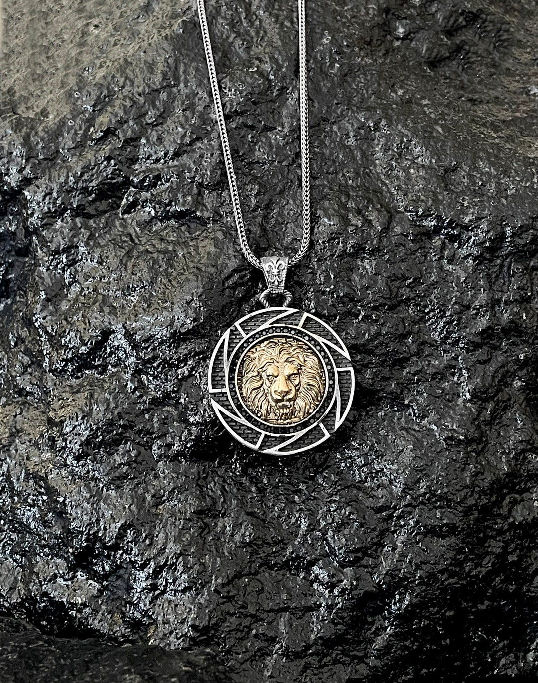 NVM FRNCH Lion Figure Silver Color Men's Necklace FRJ30434-534-A - Manchester main image 1
