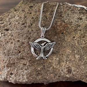 Solid Sterling Silver Mockingbird Pendant Necklace, Necklace Chain ...