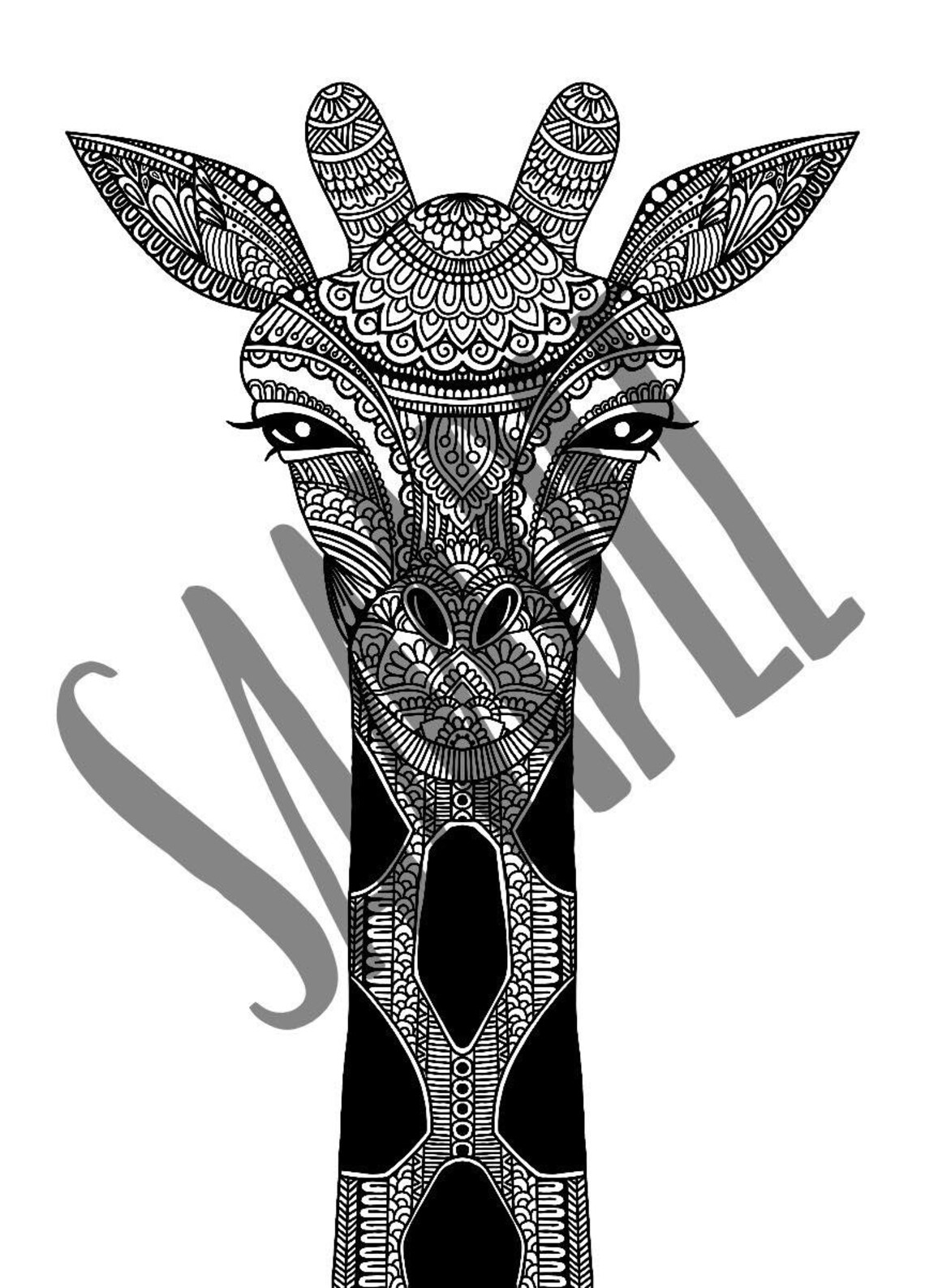 Giraffe Mandala Colouring Page - Etsy