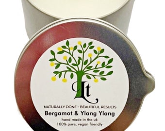 Vela de masaje con bergamota y ylang ylang, nutritiva para la piel, antienvejecimiento, 100 % natural