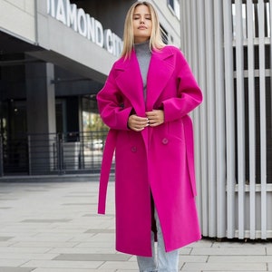 Hot Pink Wool Coat Etsy