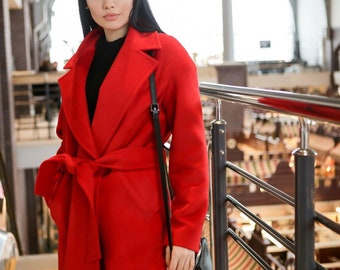 red wrap puffer jacket