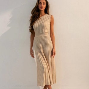 Cotton knit top midi dress