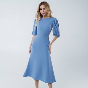 Blue Formal Midi Dress, Elegant Midi Dress for Special Occasions ...