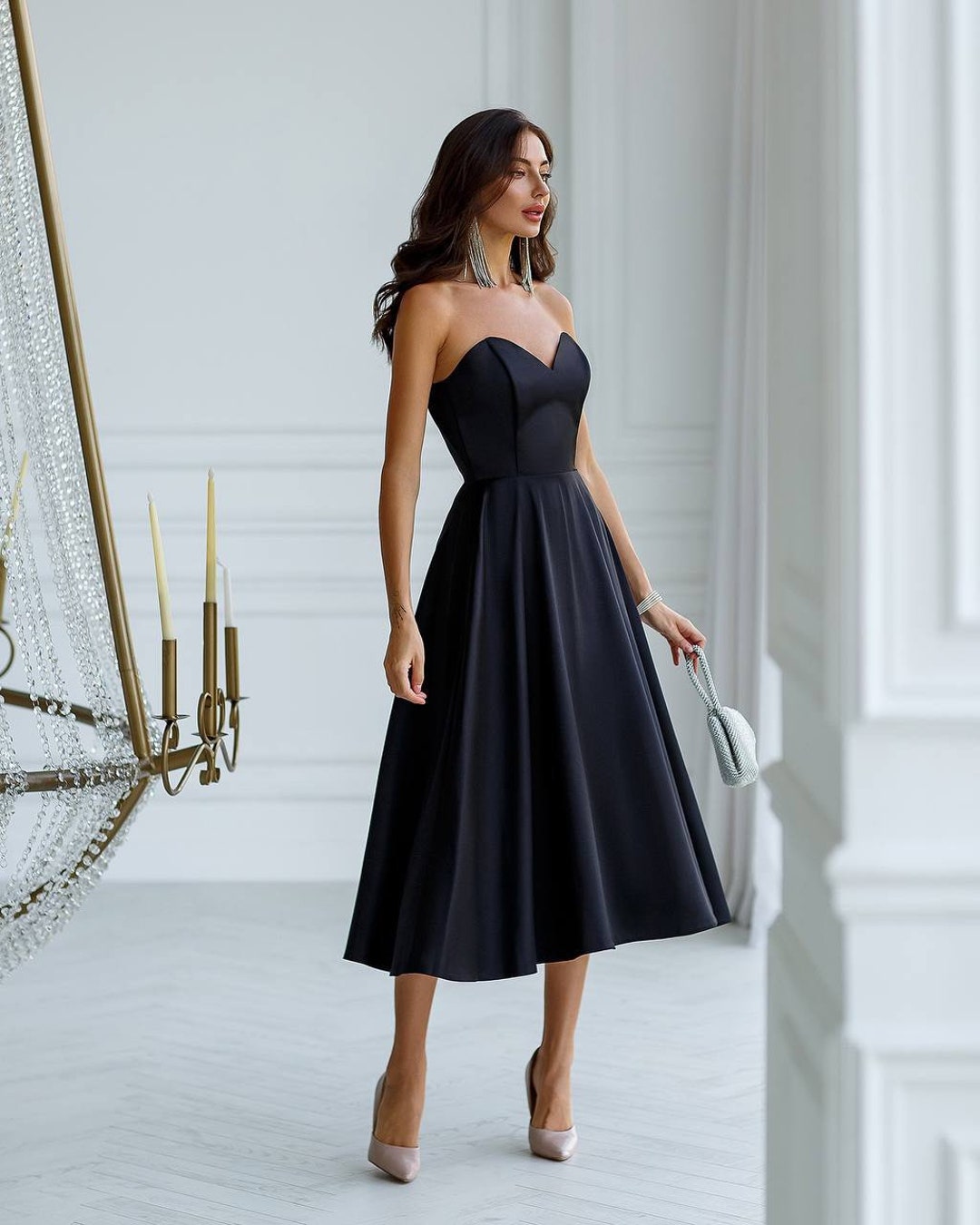 black dress plus size short Sleeve Off Shoulder Evening Dress– Hello Curve Minimalist White A-Line Midi Size:20R offshoulder