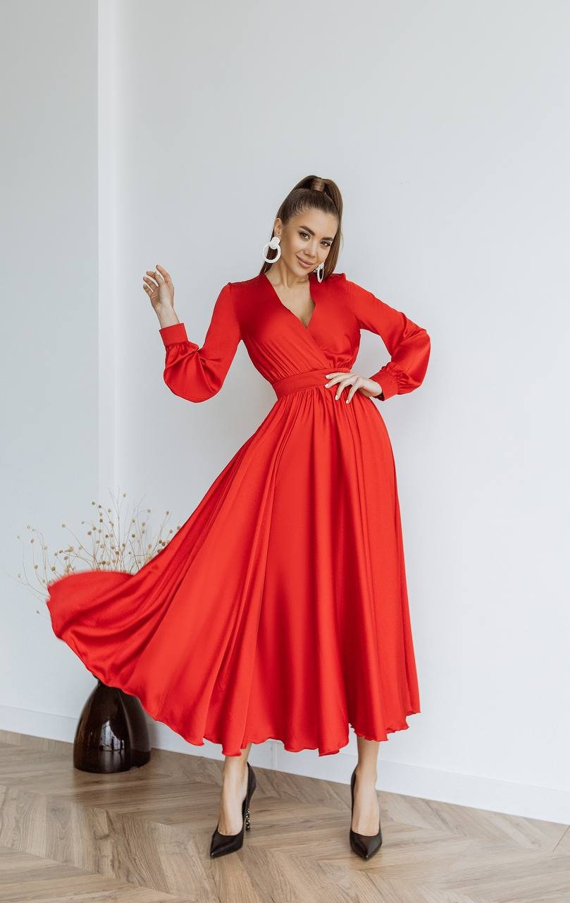 Red dress sale with sleeves uk