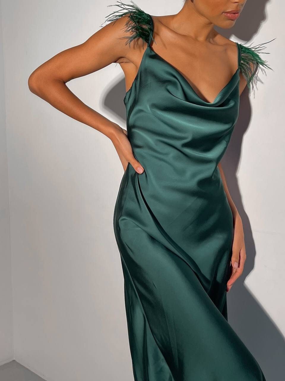 Emerald green cami dress cheap