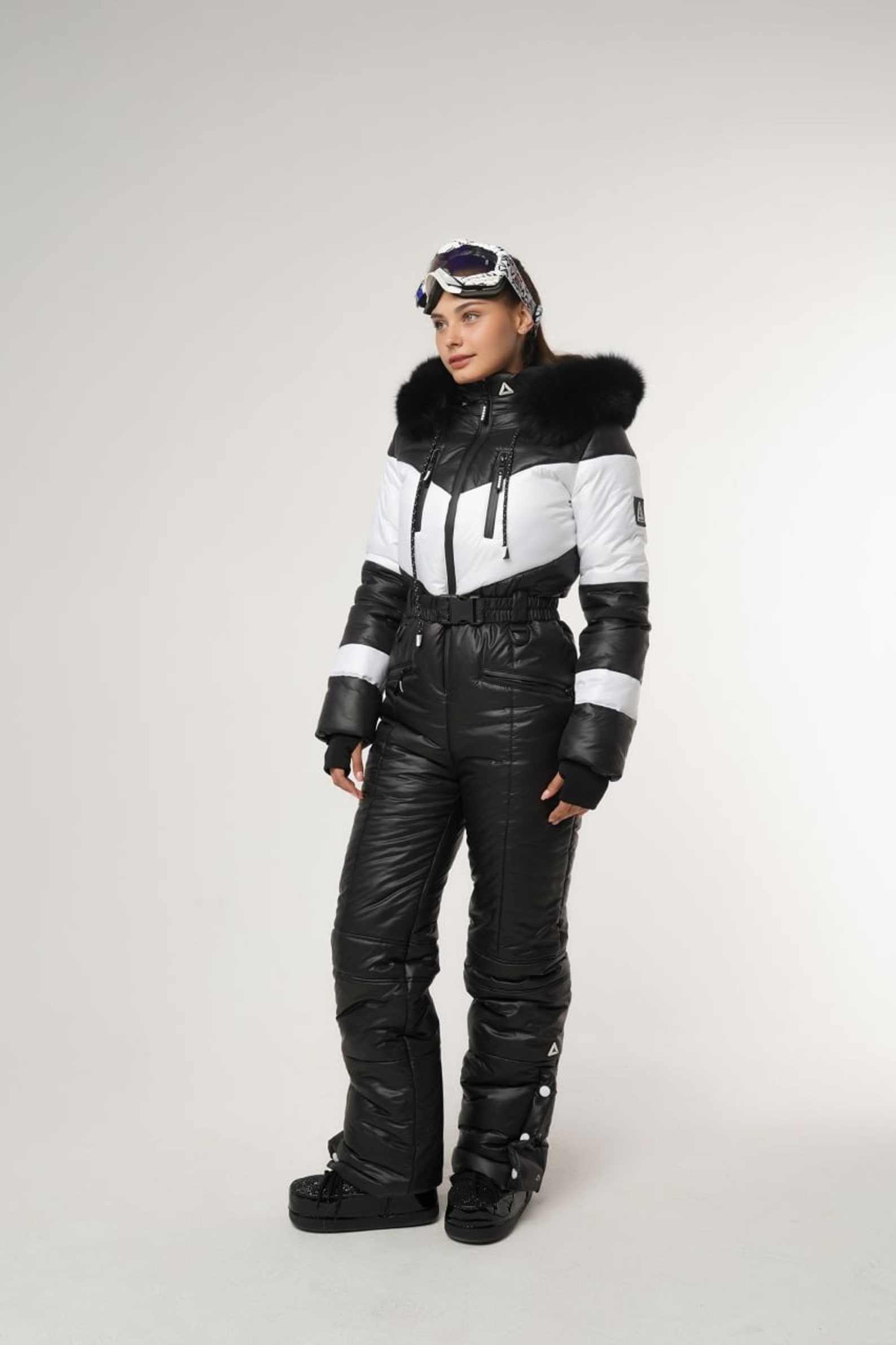 Colorblock Women's Ski Suit in Black and White Winter Ski Etsy