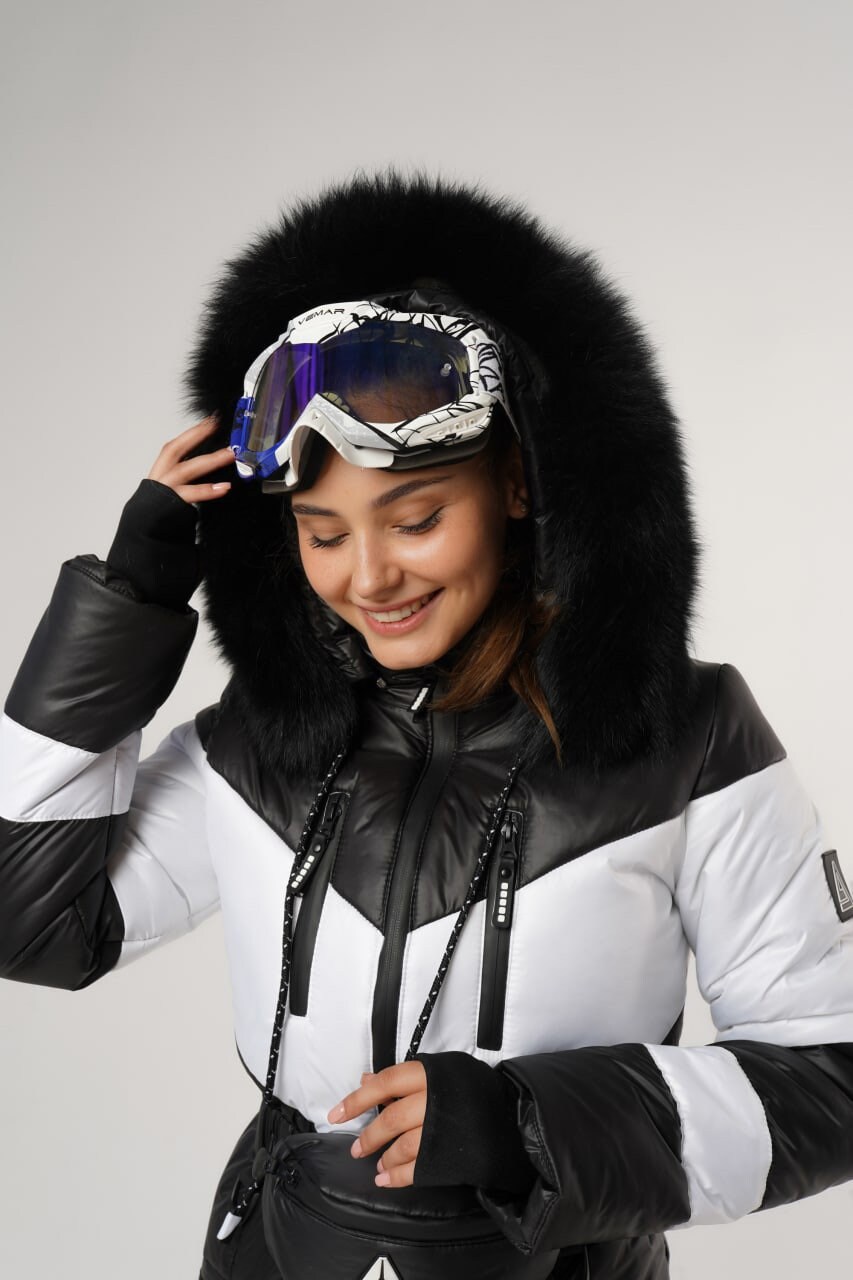 Colorblock Women's Ski Suit in Black and White Winter Ski Etsy