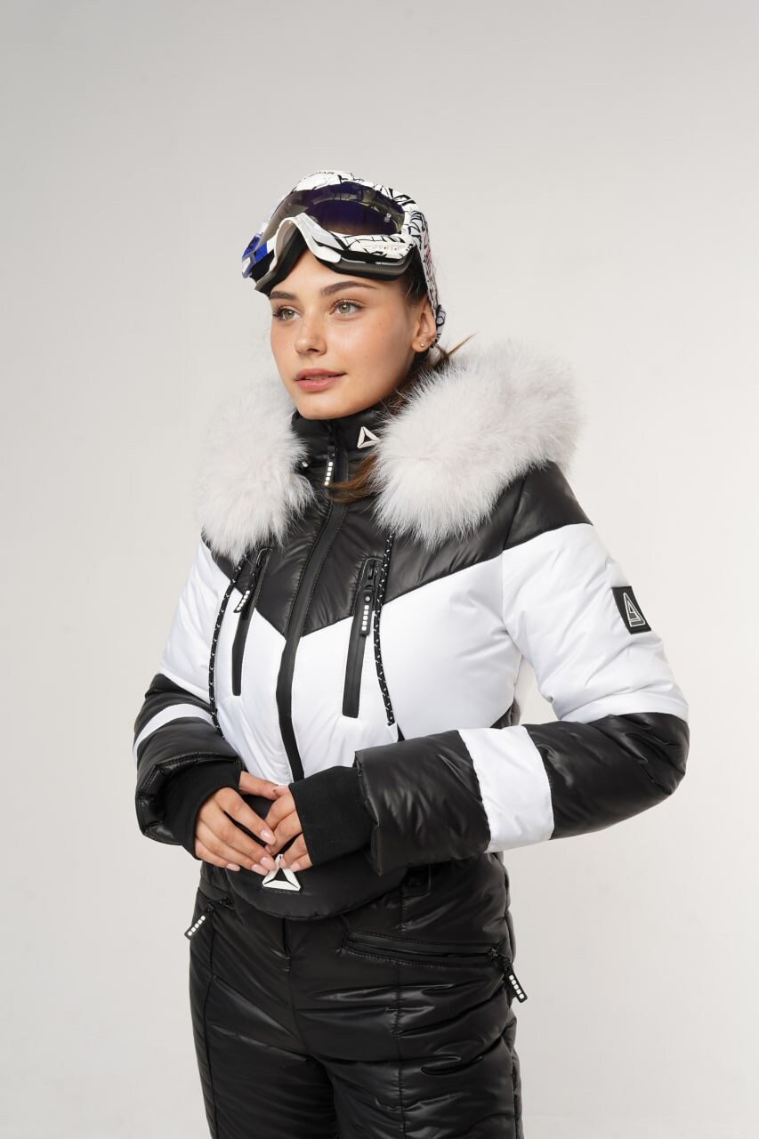 Colorblock Women's Ski Suit in Black and White Winter Ski Etsy