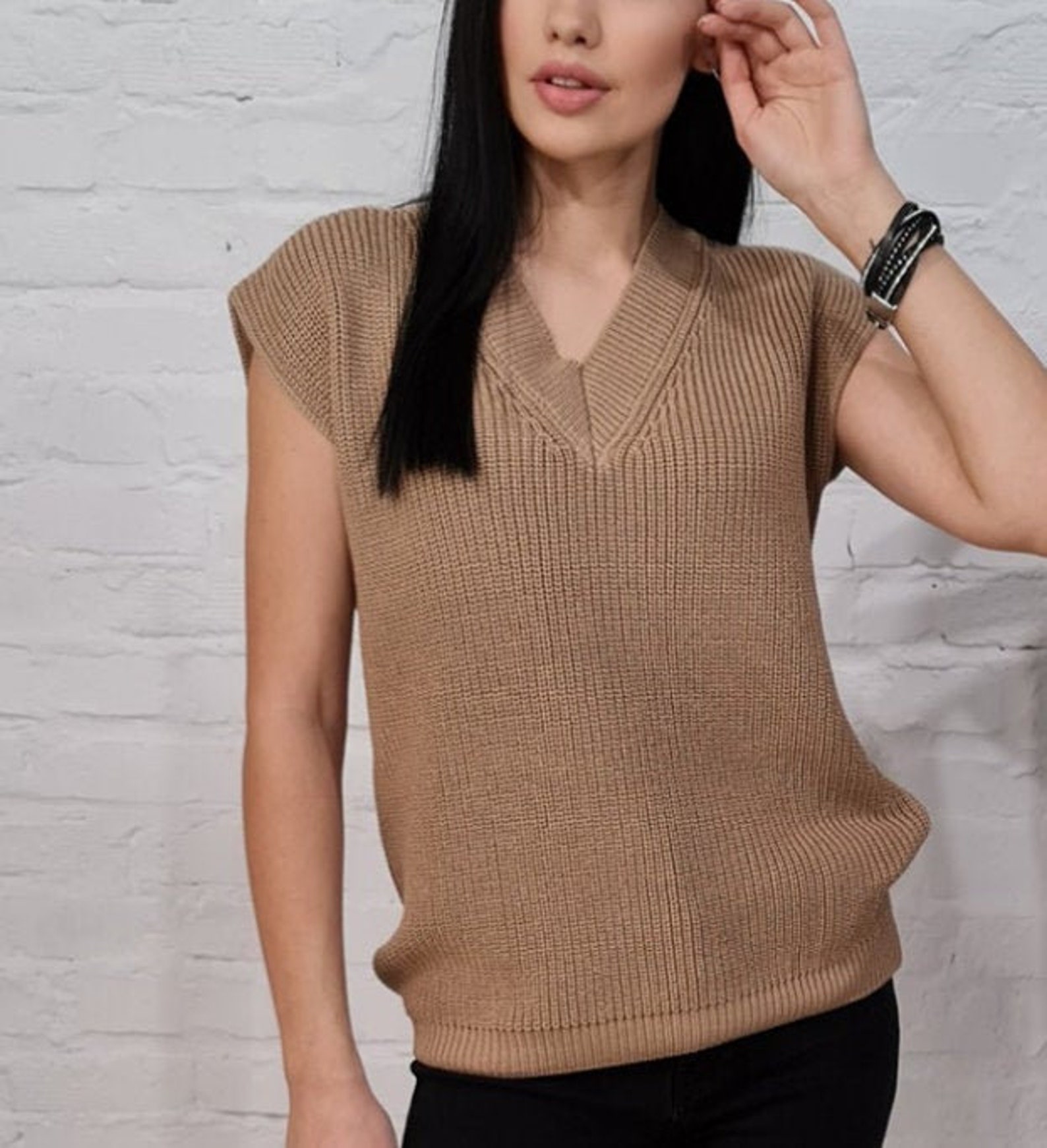knitted cotton sweater vest zara