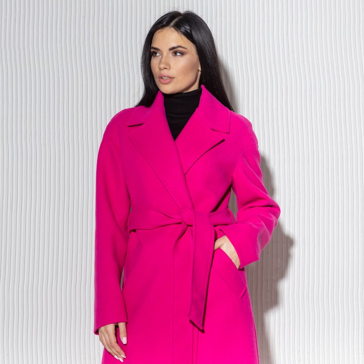 Hot Pink Wrap Wool Coat Belted Wrap Coat Relaxed Wrap Wool - Etsy