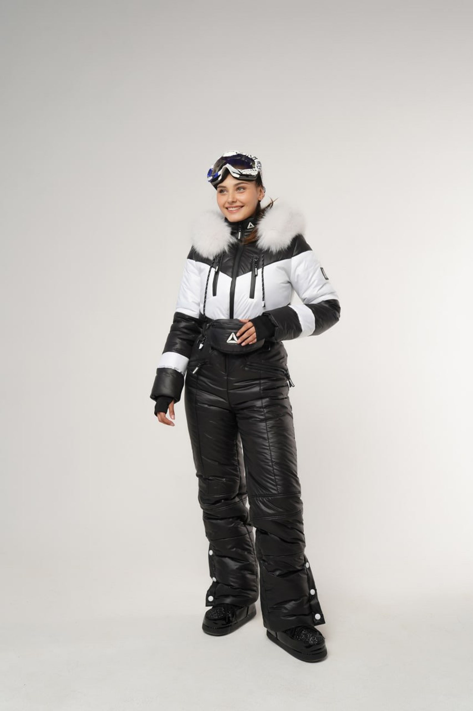 Colorblock Women's Ski Suit in Black and White Winter Ski Etsy