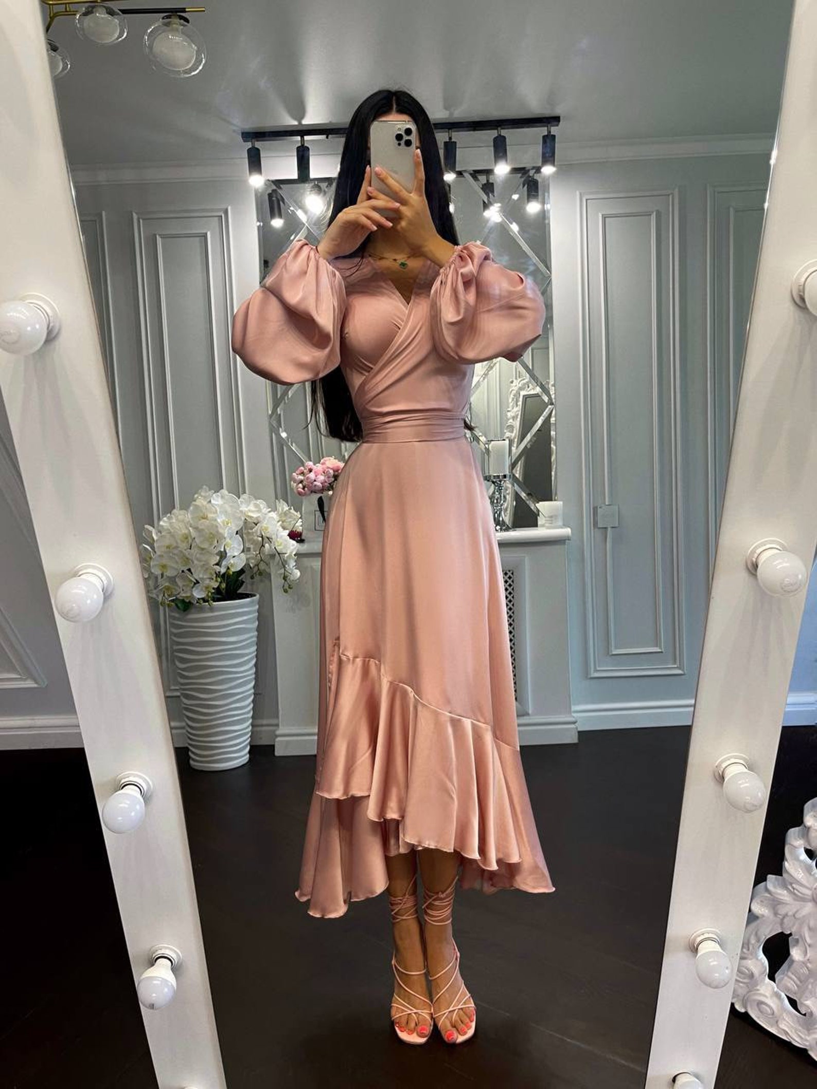 Dawn Silk Asymmetric Midi
