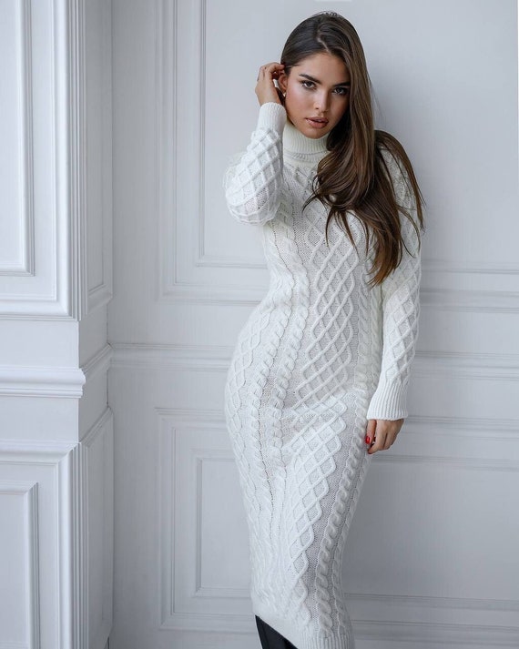 white dress knitted