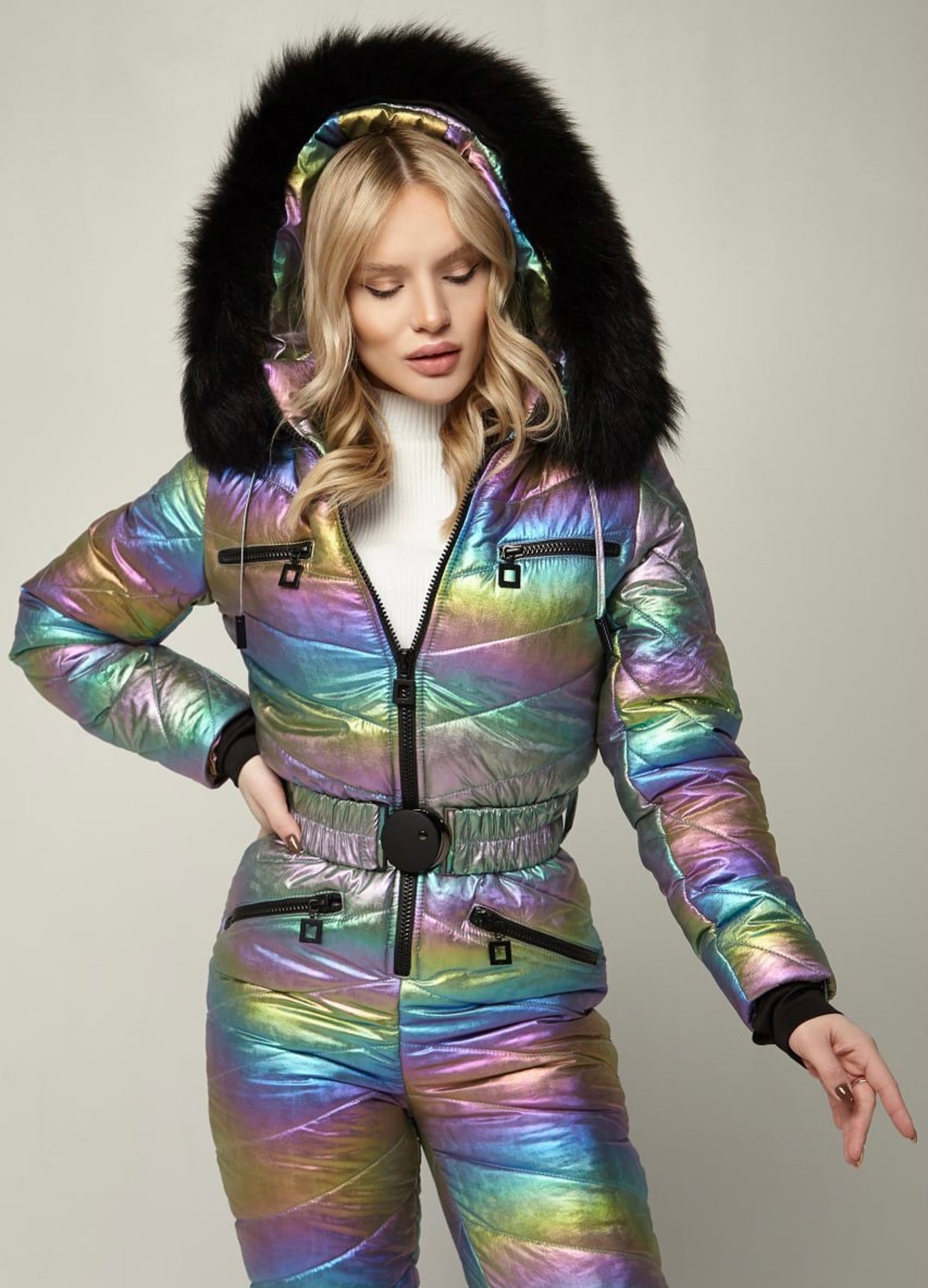 Iridescent Pink Stylish Winter Ski Suit Women's Etsy
