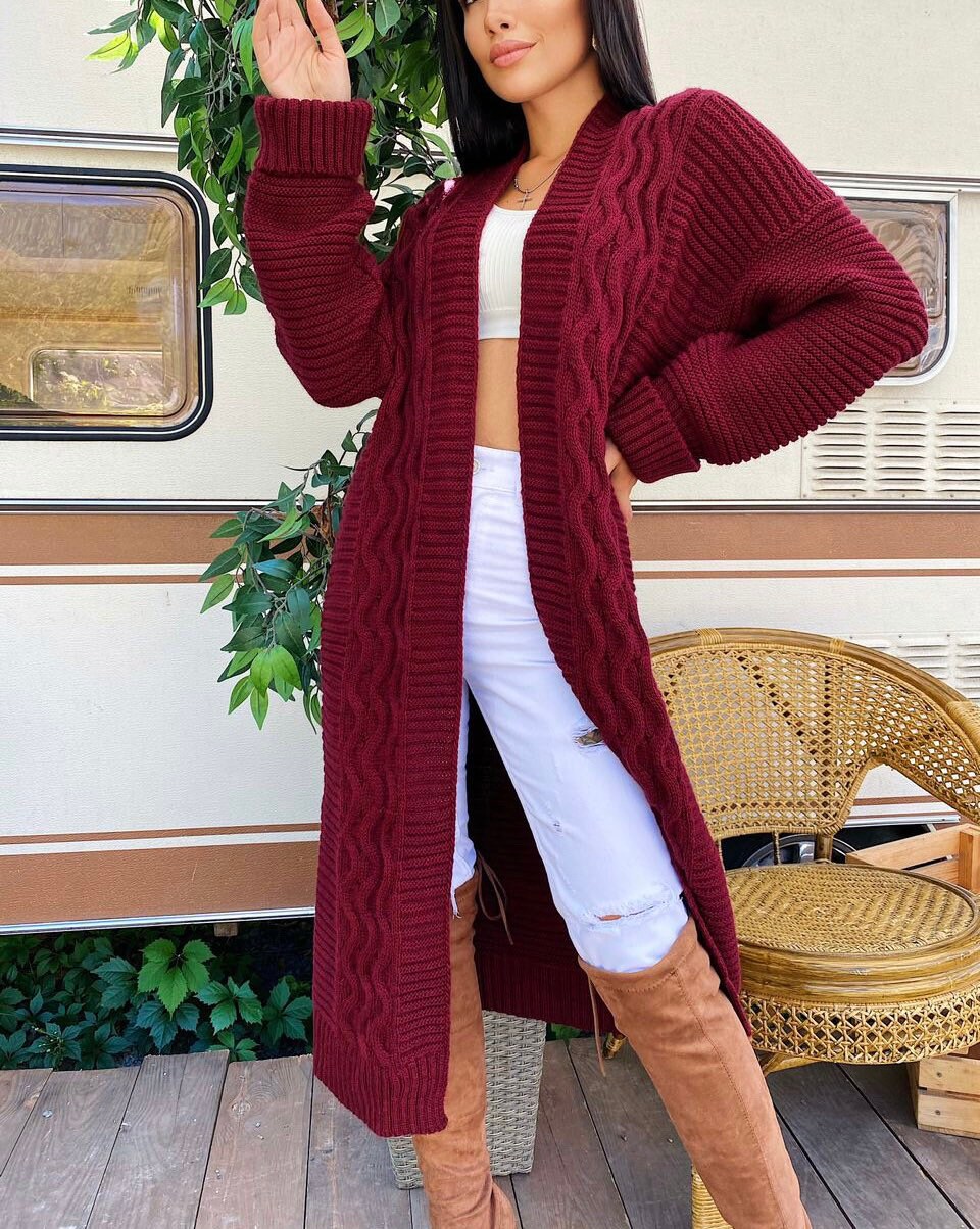 Lounge Maxi Cable Knit Cardigan Women's Knitted Wool Etsy