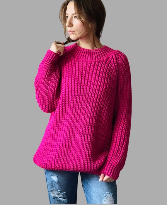 Chunky knit crew neck jumper sale