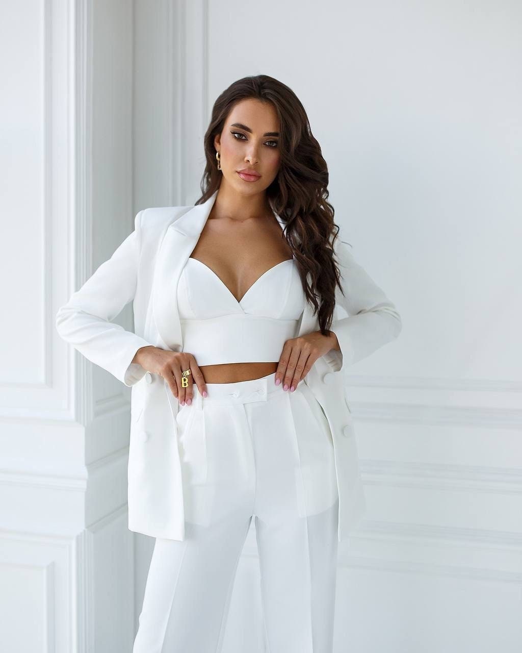 Ines - bridal pantsuit / wedding pantsuit / bridal suit / wedding suit /  bride's blazer and pants / formal women's suit / white women's suit