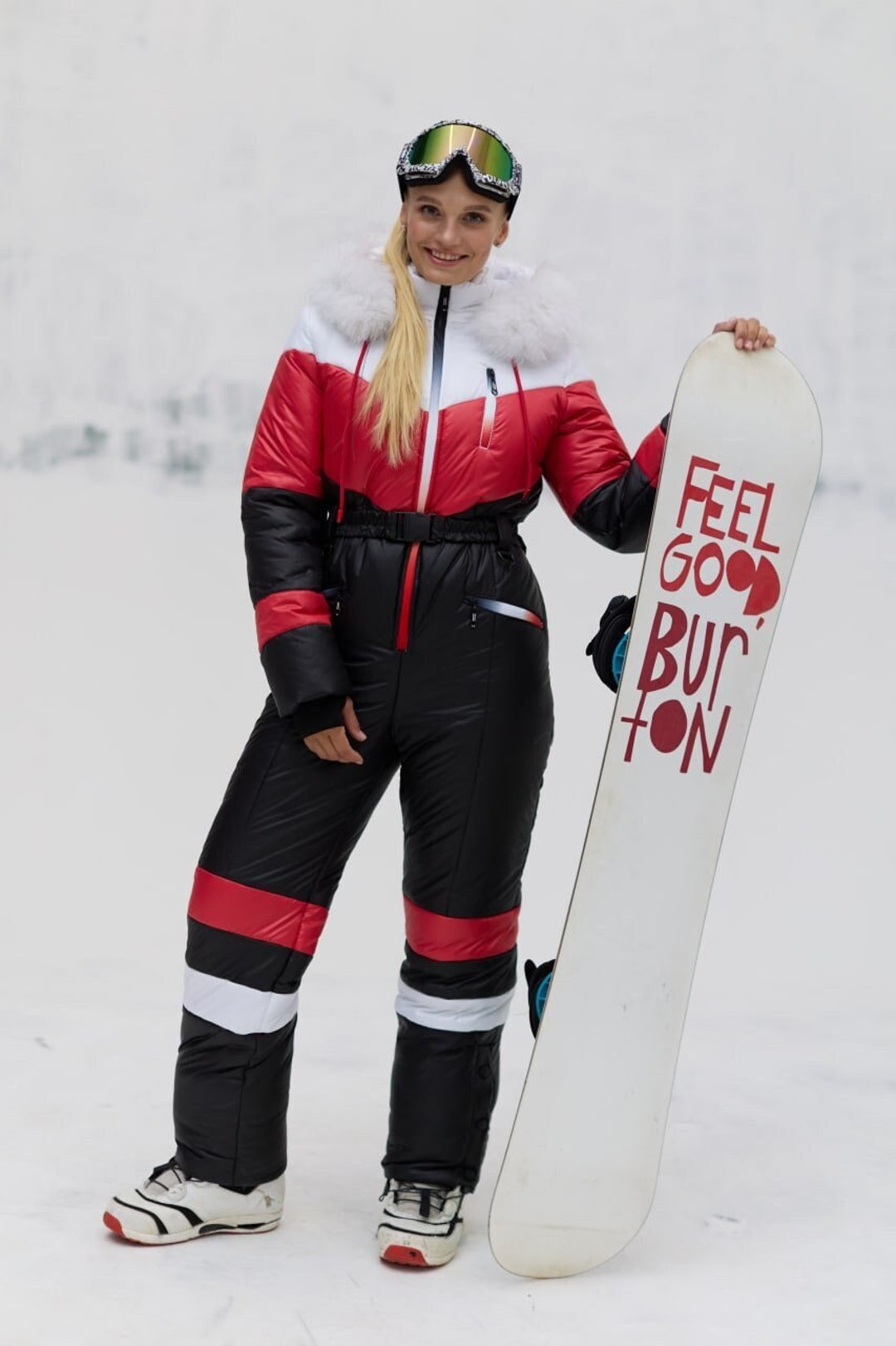 Colorblock Women's Ski Suit in Black White Red Winter Ski - Etsy