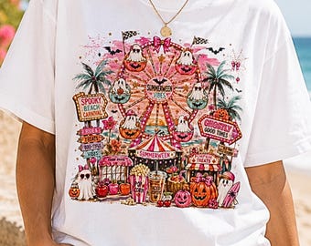 Summerween Shirt, Spooky Beach Carnival Tee, Halloween Ghost Shirt, Cute Summerween Tee