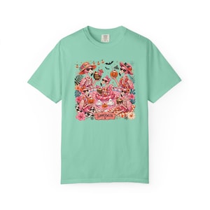 Summerween Flamingo Shirt, Spooky Pool Party Tee, Pink Halloween Shirt, Comfort Colors T Shirt Island Reef