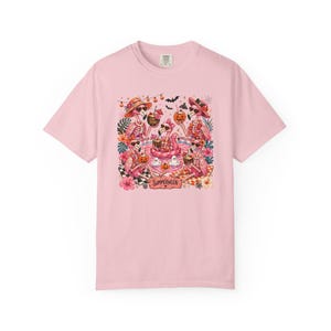 Summerween Flamingo Shirt, Spooky Pool Party Tee, Pink Halloween Shirt, Comfort Colors T Shirt Blossom
