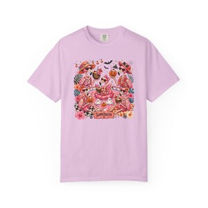 Summerween Flamingo Shirt, Spooky Pool Party Tee, Pink Halloween Shirt, Comfort Colors T Shirt Orchid