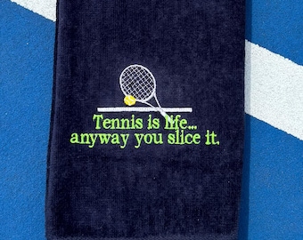 Personalized Embroidered Tennis Towel | "Tennis Is Life" Court Gift
