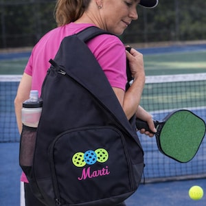 Custom Embroidered Pickleball Sling Bag: Polyester Canvas Backpack