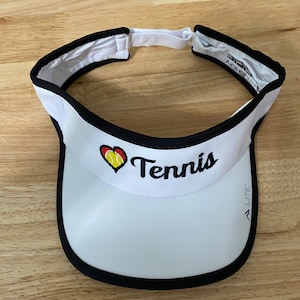 Embroidered Heart tennis Visor, Love Tennis Visor, Tennis Lover Visor, Tennis Athlete Visor, Tennis Player Sun Visor