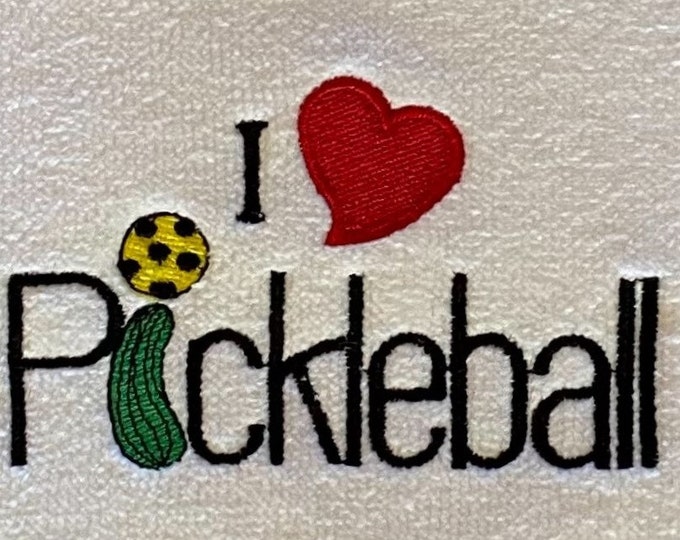 Pickleball Towel-Pickleball sweat towel-Pickleball Gift- Pickleball Team gifts- Embroidered Pickleball towel- I Love Pickleball