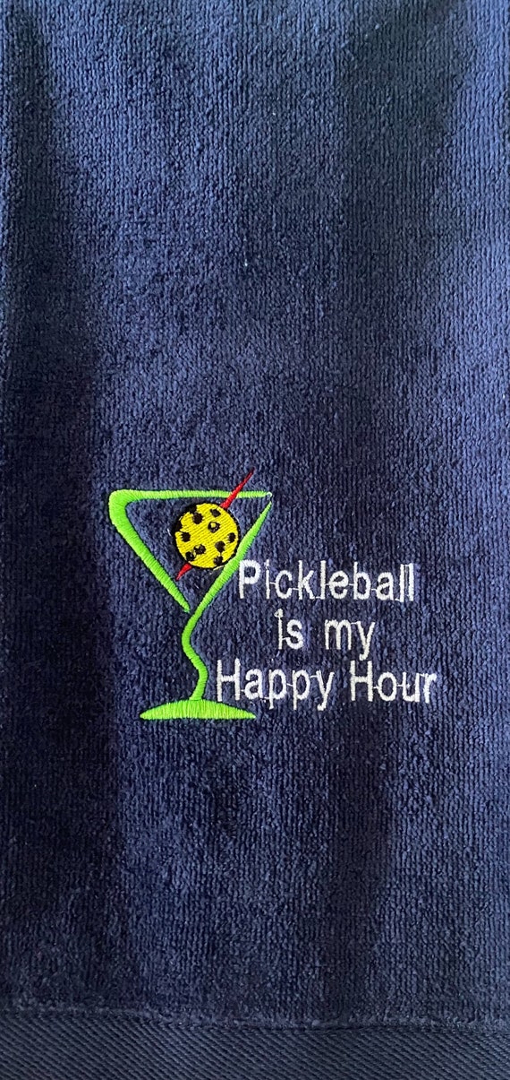 Pickleball is My Happy Hour Pickleball Towel Pickleball is My Happy Hour Embroidered Sports Teem Hand Towel Gift for Pickleball Player 