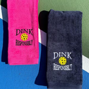 Pickleball Embroidered Custom Name Towel | Personalized Thick and Absorbent Dink Responsibly Pickleball Lover Sports Towel