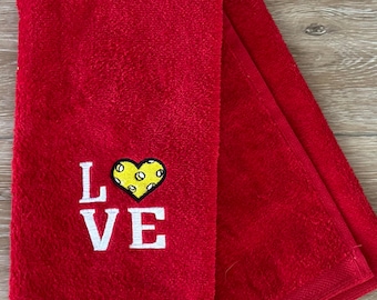 Personalized Pickleball Towel | Embroidered Love Heart Design