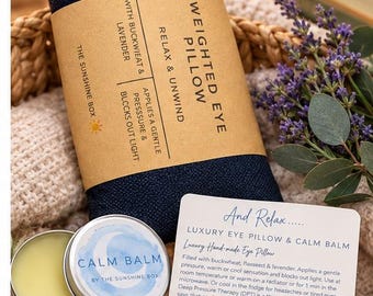 Relaxation Set - Blue Eye Pillow & Calm Balm with relaxation guide