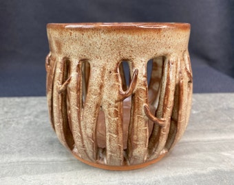 Birch Tree Handmade Pottery Candle Holder Votive