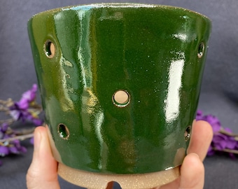 Petit/Moyen pot à orchidées fait main vert forêt