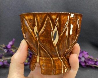 Pot à orchidées Neofinetia Fuuran bio brun fait main
