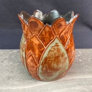 Coral Carved Flower Bud Vase