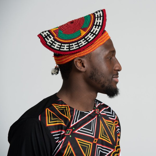Toghu Bamenda traditional hat from Cameroon / African bamileke traditional hat / Handwoven hats