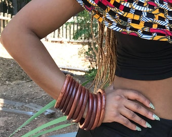 Set of 5 African wood bangles bracelets / Wooden bracelets / handmade wood bangles / Wood jewelry