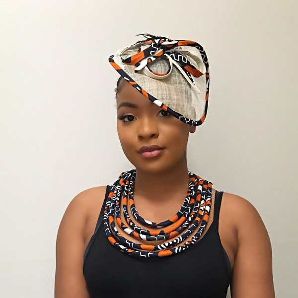 African print rope necklace/ African jewelry / Bonnet headwrap / Ankara bangle bracelets / African print necklace / Ethnic & tribal Jewelry
