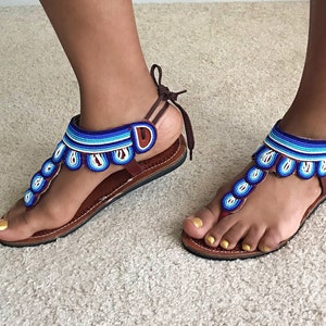 Colorful Beaded Maasai Women Sandals / Slippers / Maasai - Etsy