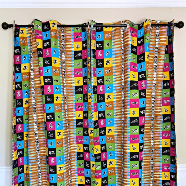 Rideaux africains /African Print Double Sided reversible Grommet Top Curtains / ethnic curtains / Ankara curtains / African windows treatment