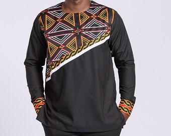 Toghu Bamenda African Print long sleeve men shirt / african print men shirt / African clothing for men / gift for him / father's day gift